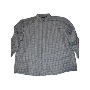 REI Mens Blue Gray Window Pane Print Long Sleeve Button Down Shirt Sz XXL UPF 50